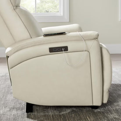 Sanders Leather Power Recliner with Power Headrest – Cream