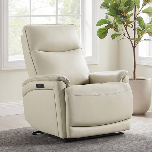 Sanders Leather Power Recliner with Power Headrest – Cream