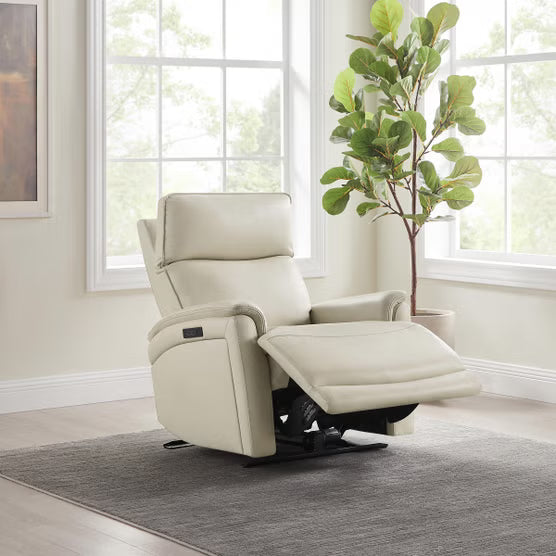 Sanders Leather Power Recliner with Power Headrest – Cream